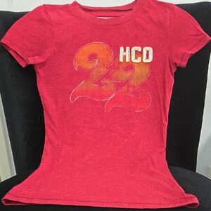 Vintage Y2K Hollister Red Short Sleeve Tee with Vibrant Graphic